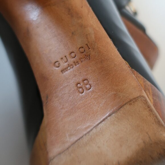 Women Gucci Black Patent Leather Horsebit Peep Toe Platform Heels 6 - Picture 13 of 16